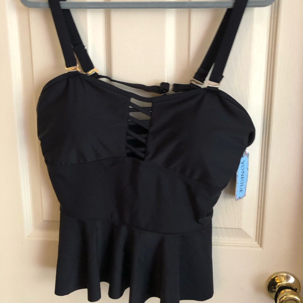 Elegant Black Women's  black tankini swim Top